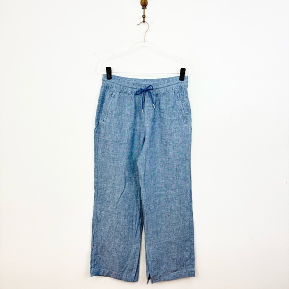 Athleta Retreat Linen Wide Leg Pant Chambray Blue - Picture 2 of 7